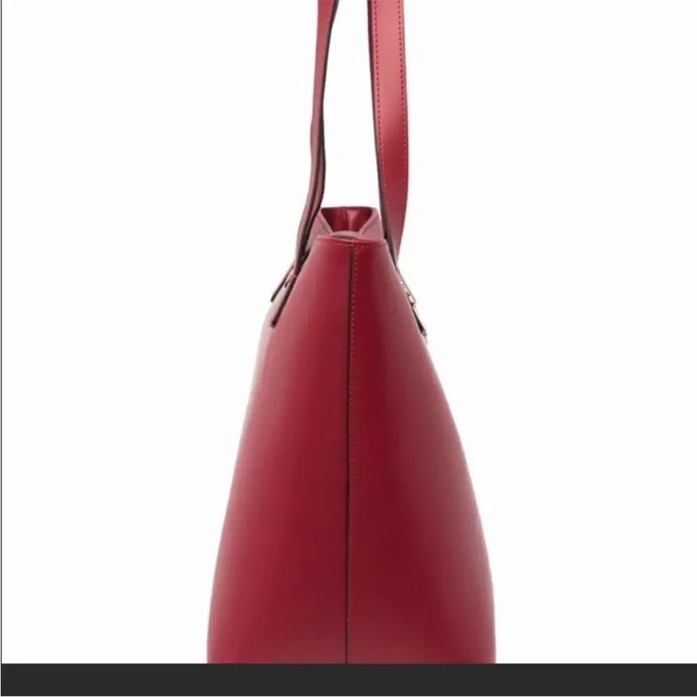 Roberto Cavalli Smooth Red Leather Tote with Top Handles